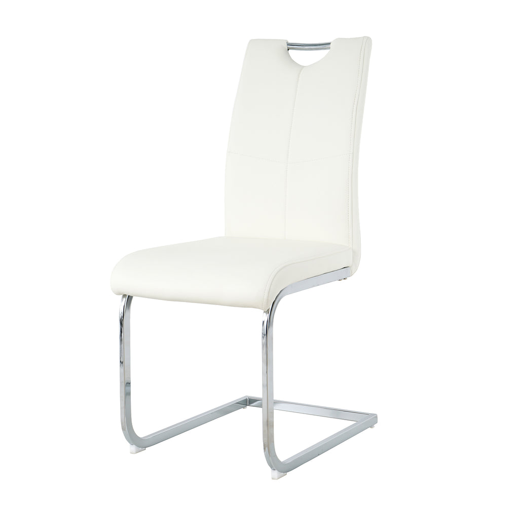 Modern Dining Chairs with Faux Leather Padded Seat Dining Living Room Chairs Upholstered Chair with Chrome Metal Legs Design for Kitchen, Living, Bedroom, Dining Room Side Chairs Set of 4 - Grand Goldman Shop