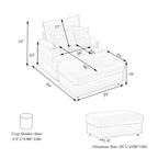 39-inch Spring upholstered armchair and Ottoman set - comfortable single sofa with cup holder and corduroy fabric, perfect for living room or bedroom - Grand Goldman Shop