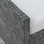 Mid-Century Grey Upholstered Tufted Daybed with Drawers and Copper Nail Trim, Queen Size (84.5'x63.5'x26.5') - Grand Goldman Shop