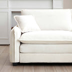 Ottoman Footstool in Corduroy Fabric, Can be Used with 2 Seater Sofas, 3 Seater Sofas and 4 Seater Sofas, Beige Corduroy Fabric - Grand Goldman Shop