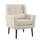 Modern Accent Chair Upholstered Foam Filled Living Room Chairs Comfy Reading Chair Mid Century Modern Chair with Chenille Fabric Lounge Arm Chairs Armchair for Living Room Bedroom (Beige) - Grand Goldman Shop