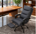 High-End Dark Gray Office Recliner with Adjustable Footrest - Luxury Craftsmanship for Professionals Seeking All-Day Comfort 