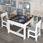 Kids Table and Chair Set, 3 in 1 Wooden Activity Table with Storage Drawer for Toddlers Drawing, Reading, Crafts, 2 in 1 Deta