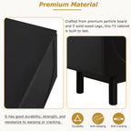 ON-TREND Graceful TV Stand with Arch Cabinets for TVs Up to 78'', Minimalist Entertainment Center with Solid Wood Legs, Practical Media Console with Adjustable Shelves for Living Room, Black - Grand Goldman Shop