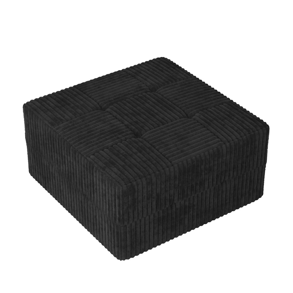 Modern Minimalist Ottoman Sofa Compressed Sectional Corduroy Couch Sleeper for Living Room Bedroom - Black - Grand Goldman Shop