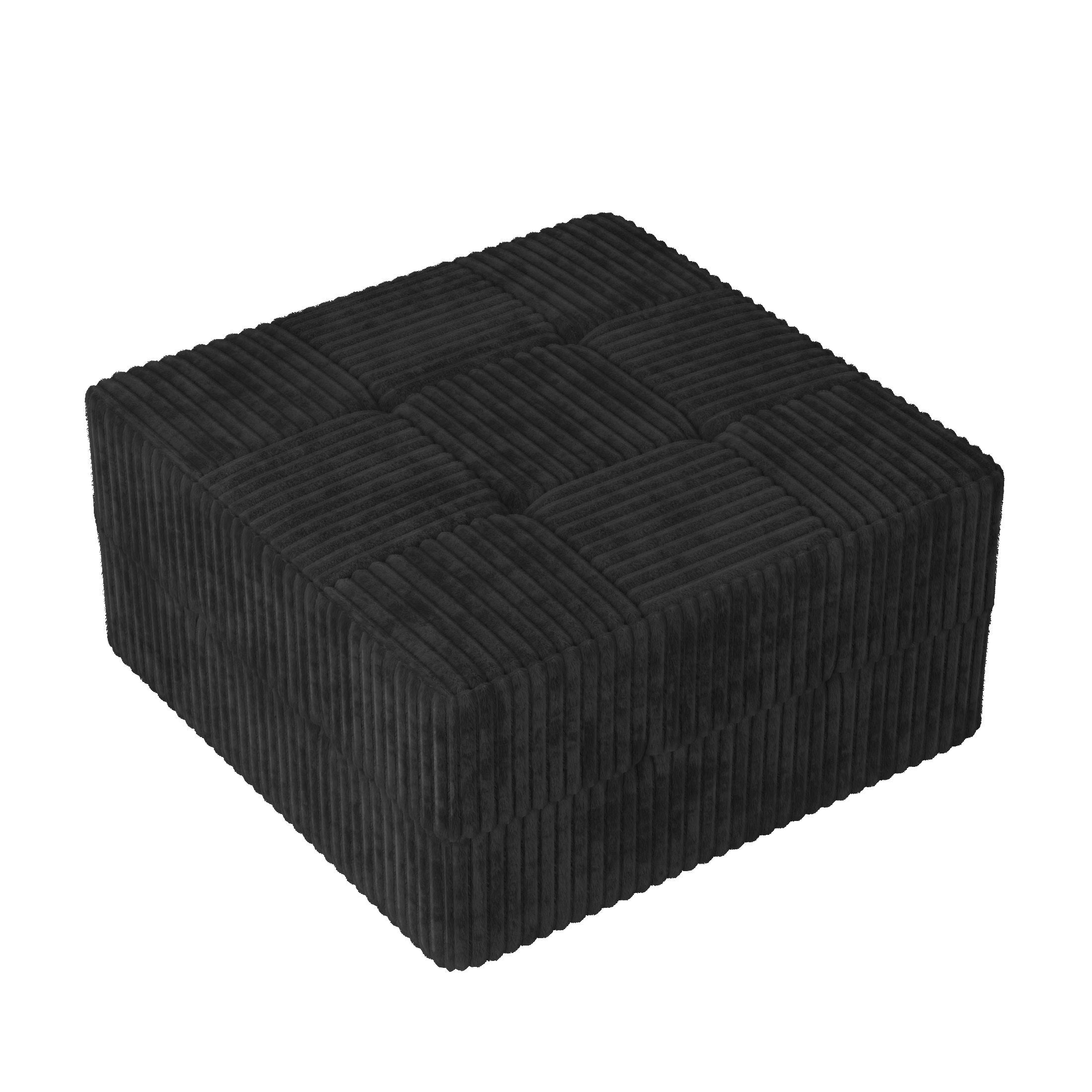 Modern Minimalist Ottoman Sofa Compressed Sectional Corduroy Couch Sleeper for Living Room Bedroom - Black - Grand Goldman Shop