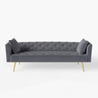 Modern convertible 72 inch foldable sleeper sofa with tufted, American retro style, made of gray velvet material, suitable for small living rooms, bedrooms and offices. gray color - Grand Goldman Shop