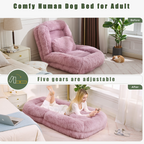 [NEW ARRIVED] [VIDEO PROVIDED] Human Dog Bed,Lazy Sofa,5-Position Adjustable Convertible,Floor Gaming Chair,bedroom, living room,Suitable for gaming, meditation,relaxation,Plush Fabric,Pink - Grand Goldman Shop