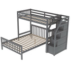 Gray Twin over Full Loft Bed with Staircase and Storage, Pine Wood and MDF, 97.2''L x 78.4''W x 61.4''H - Grand Goldman Shop