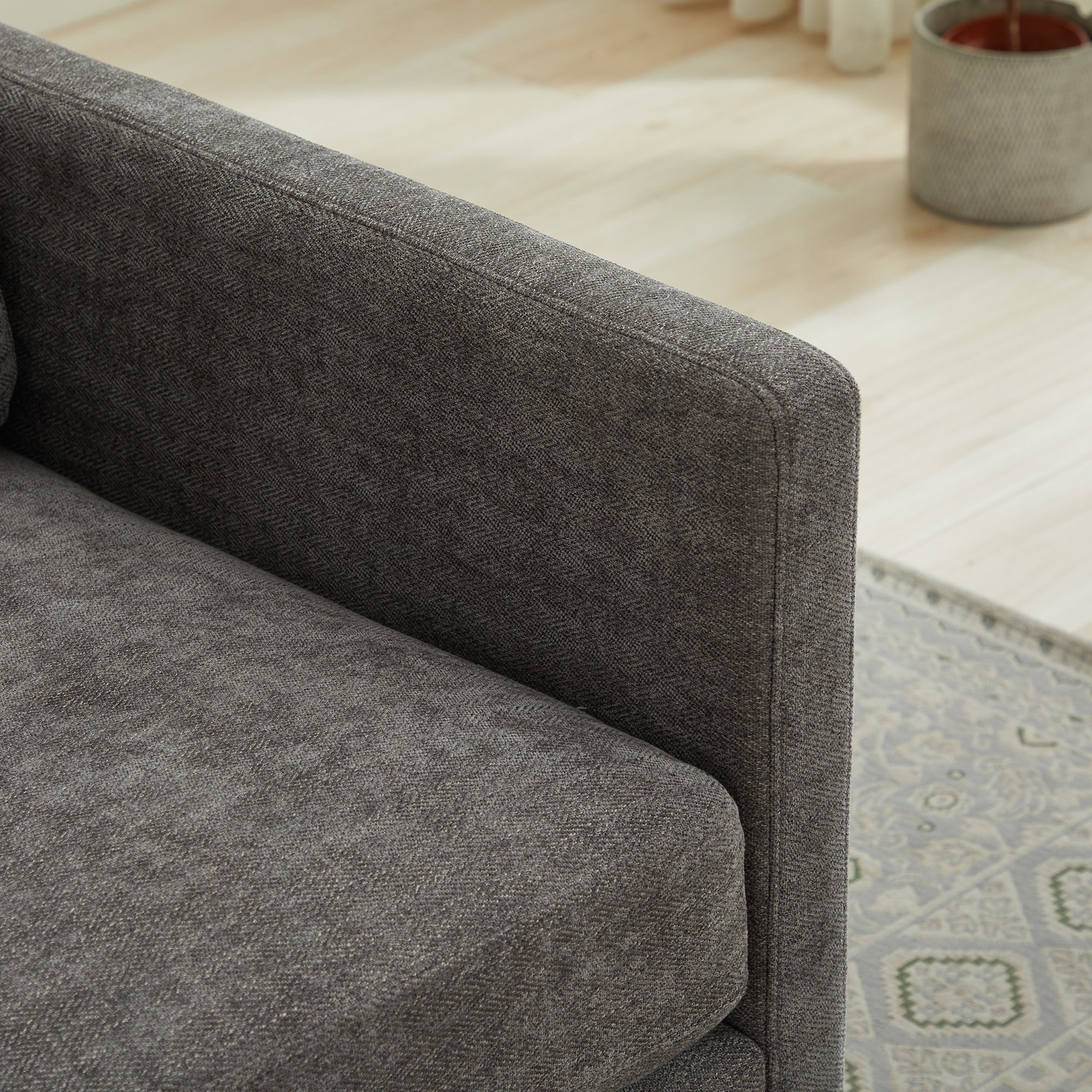 Modern Square Upholstered Swivel Accent Chair with Chenille Fabric, Charcoal, 30.7'W - Grand Goldman Shop