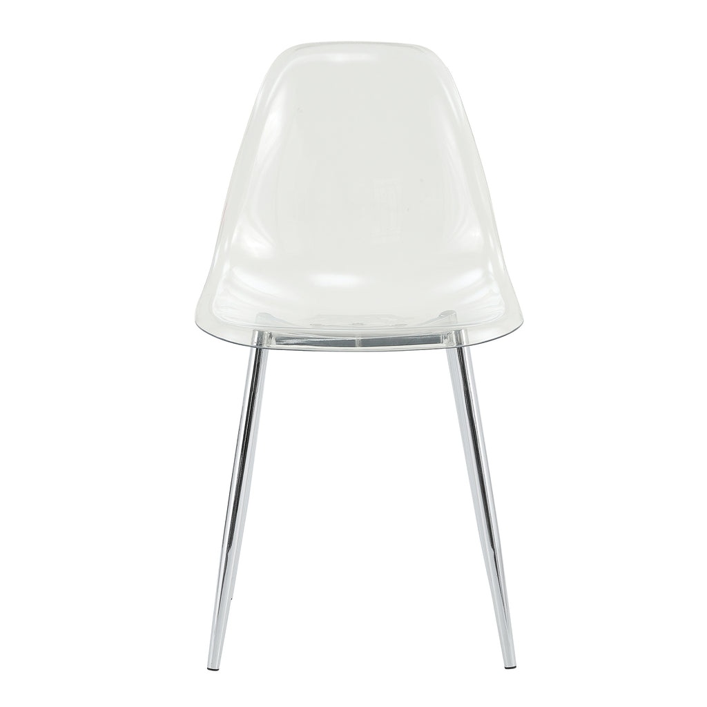 Modern simple transparent dining chair plastic chair armless crystal chair Nordic creative makeup stool negotiation chair Set of 4 and plating metal legW115164140,TW-1200 - Grand Goldman Shop