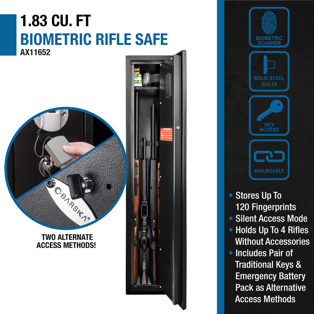 1 83 Cu Ft Biometric Rifle Safe | Premium Home Decor - Grand Goldman
