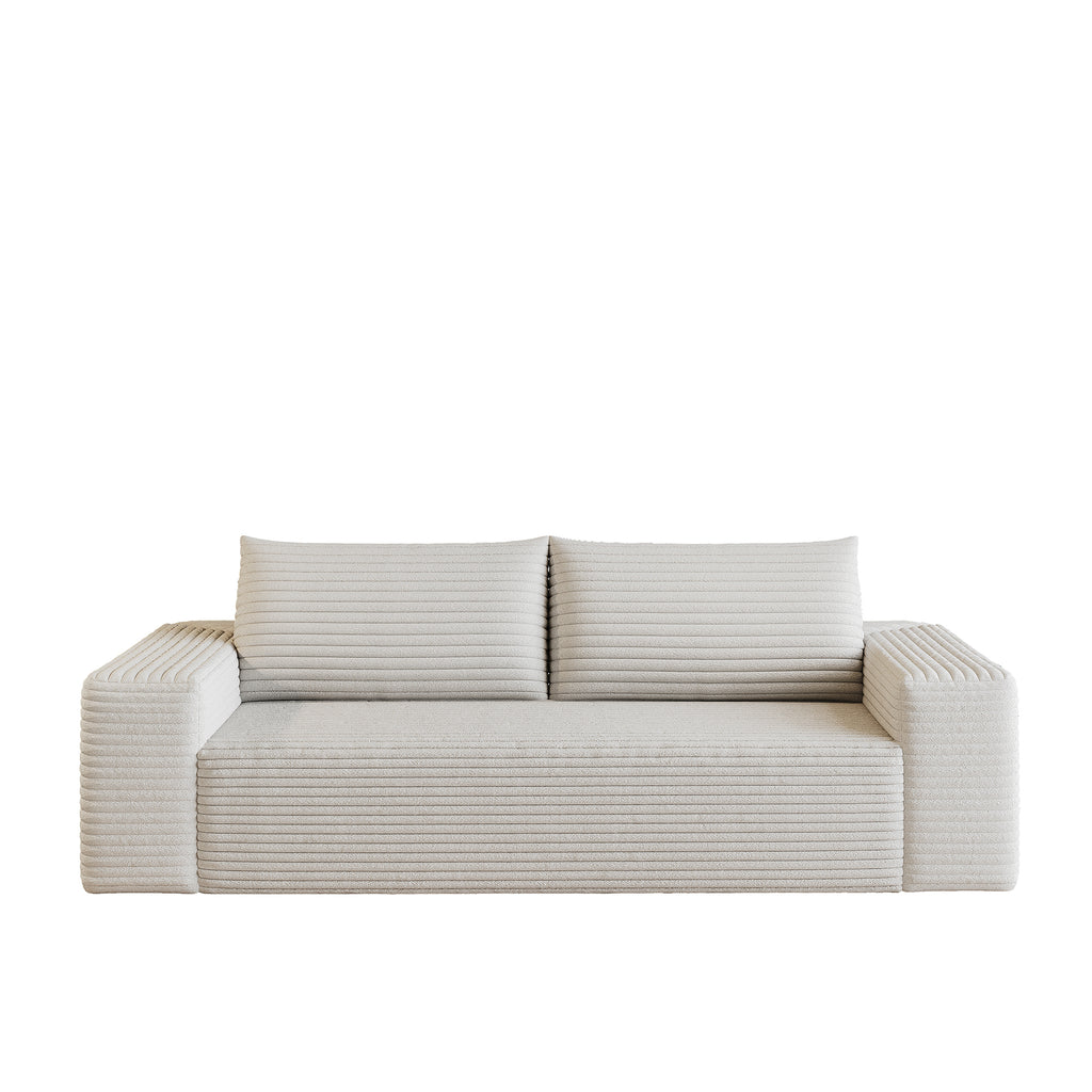 71' 3Setaser Sofa,Corduroy Fabric,Deep Seat Couches,Comfy Loveseat Sofa,No Assembly,1pcs for Living room, Bedroom,Conference room ,Apartment,White - Grand Goldman Shop