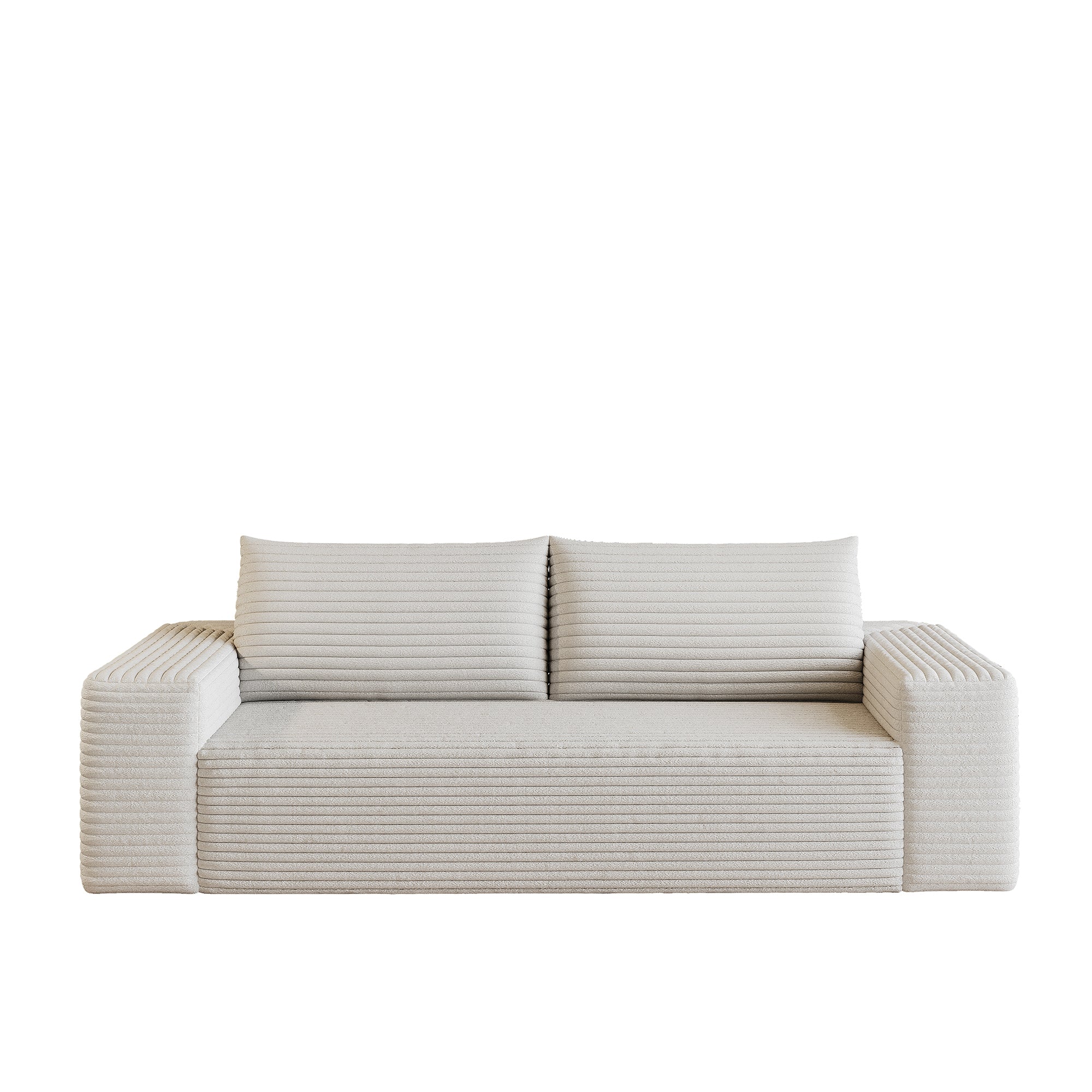 71' 3Setaser Sofa,Corduroy Fabric,Deep Seat Couches,Comfy Loveseat Sofa,No Assembly,1pcs for Living room, Bedroom,Conference room ,Apartment,White - Grand Goldman Shop