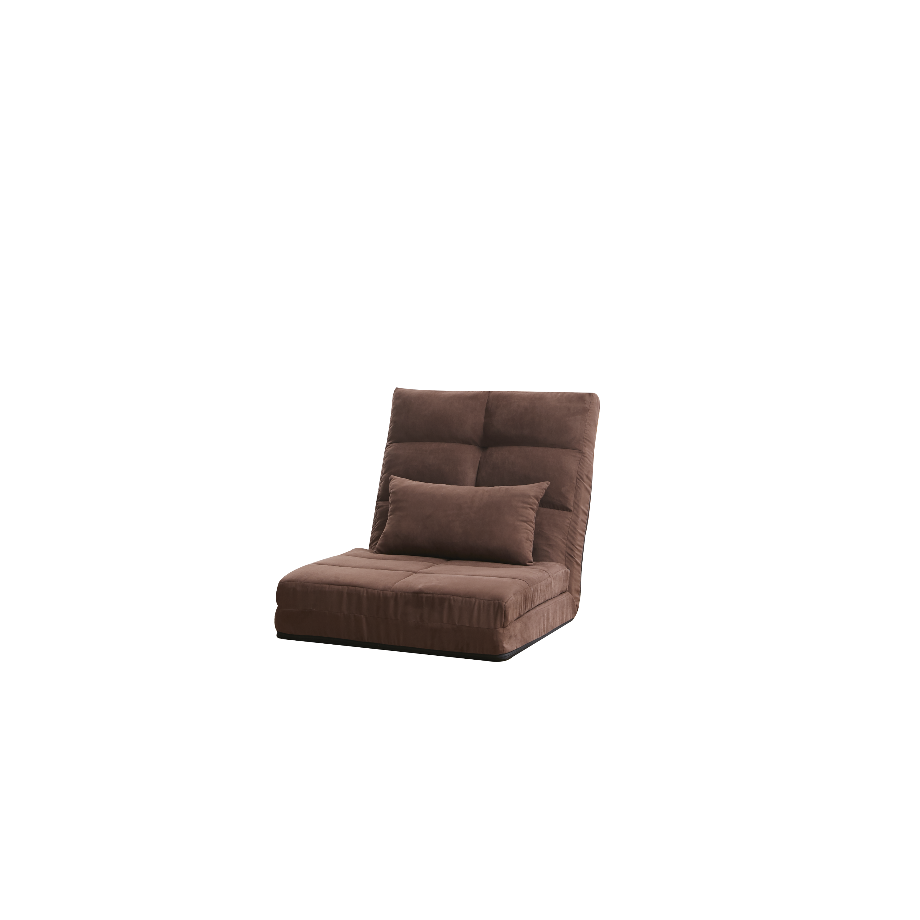 Modern Triple Fold-Down Brown Metal Frame Sofa Bed with 5 Reclining Positions and Pillow – Adjustable Upholstered Floor Couch for Gaming or Guest Room - Grand Goldman Shop