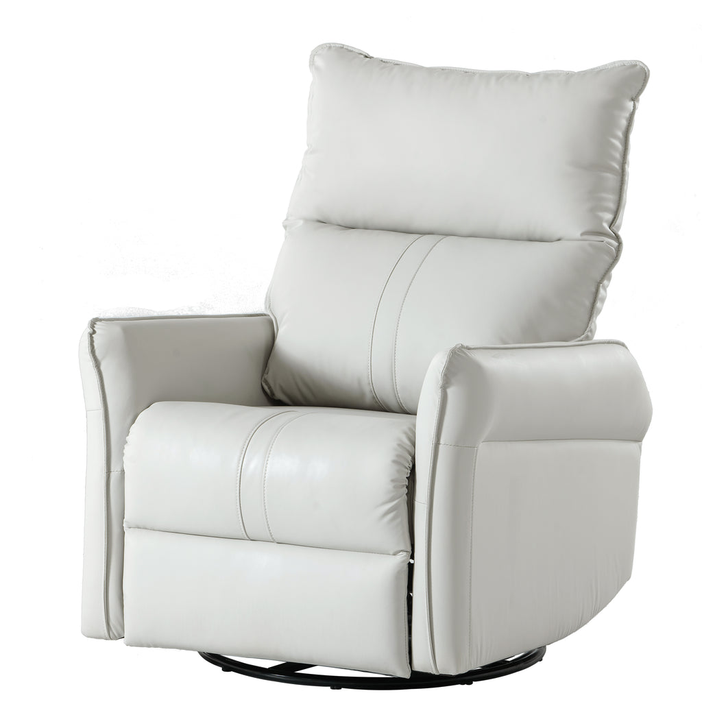 270° Power Swivel Rocker Recliner Chair, PU Leather Electric Glider Reclining Sofa with USB Ports, Power Swivel Glider, Rocking Chair,Nursery Recliners for Living Room Bedroom(Light Gray+270°Swivel) - Grand Goldman Shop