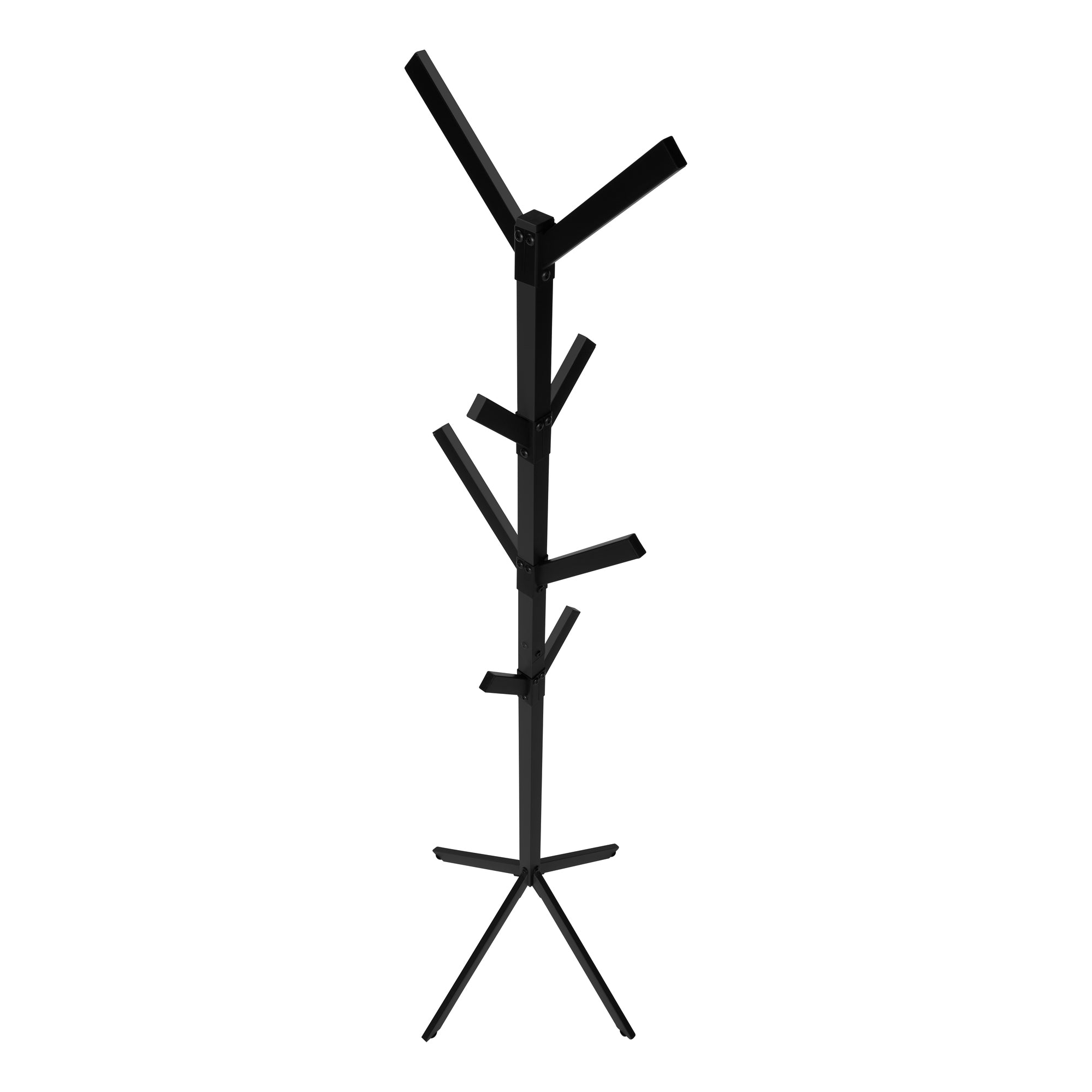 Contemporary Black Metal Coat Rack with 8 Hooks, Free Standing Entryway Storage, 70'H, Modern Hall Tree for Bedroom or Office - Grand Goldman Shop