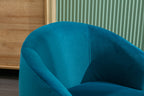 Velvet Fabric Swivel Accent Armchair Barrel Chair With Black Powder Coating Metal Ring,Teal - Grand Goldman Shop