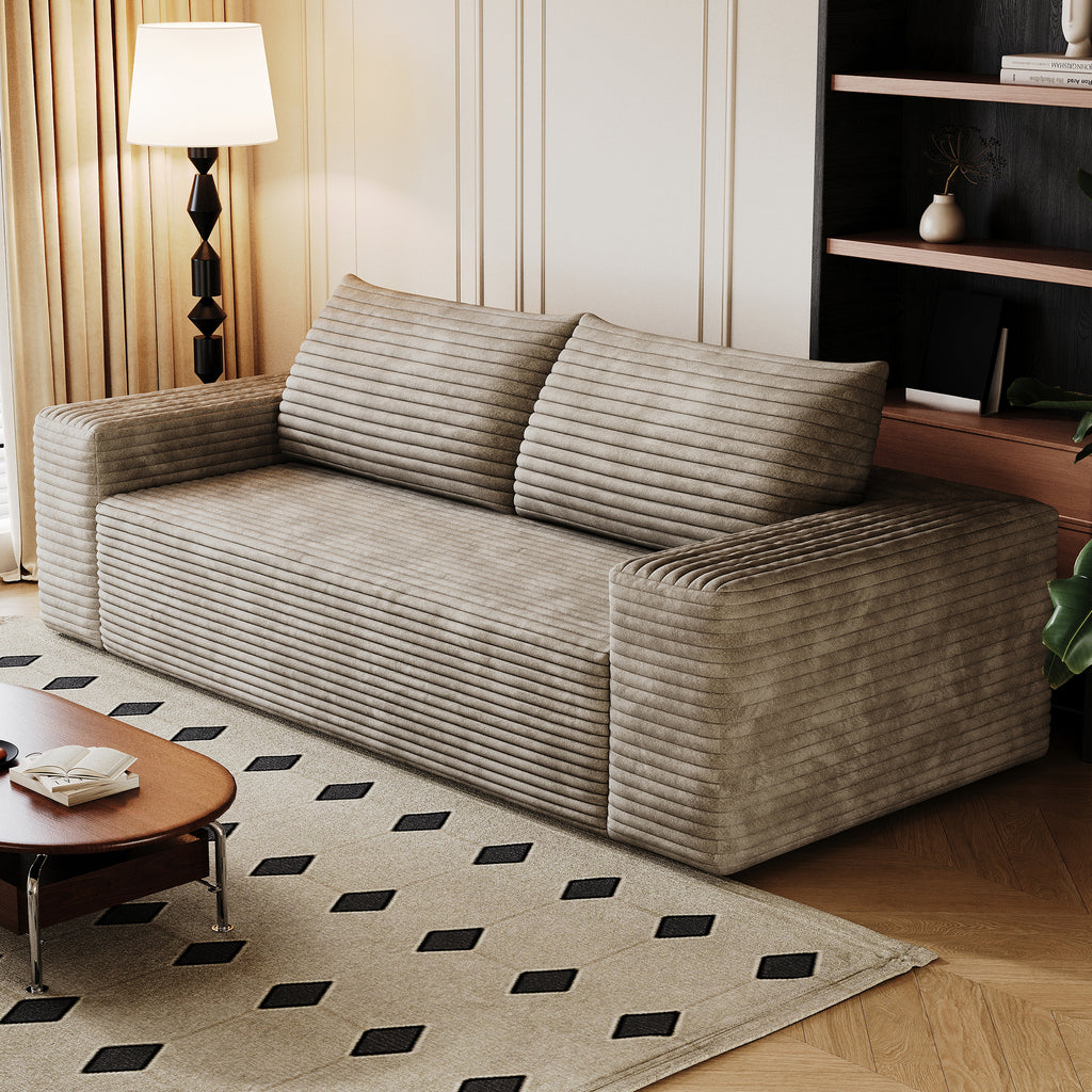 71' 3Setaser Sofa,Corduroy Fabric,Deep Seat Couches,Comfy Loveseat Sofa,No Assembly,1pcs for Living room, Bedroom,Conference room ,Apartment,Camel - Grand Goldman Shop