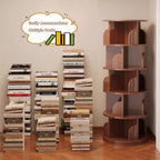 5 Tier Rotating Bookshelf, 360° Display Round Spinning Bookshelf, Space-Saving, Small Space Rotating Bookshelf Tower for Bedroom, Living Room, Home, Office, Walnut - Grand Goldman Shop