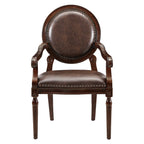Formal Traditional Armchair Dark Brown Faux Leather Upholstery Nailhead Trim Solid Wood Furniture 1pc Classic Desk Chair - Gr