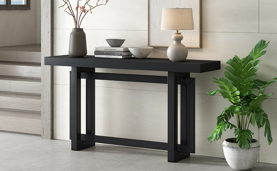 U_STYLE 59.1'' Painted Entryway Table with Pine Veneer,Unique Triple Rectangle Design Console Table with Thick Pine Wood Legs,Extra Long Sofa Table Versatile for Hallway, Living Room,Kitchen - Grand Goldman Shop