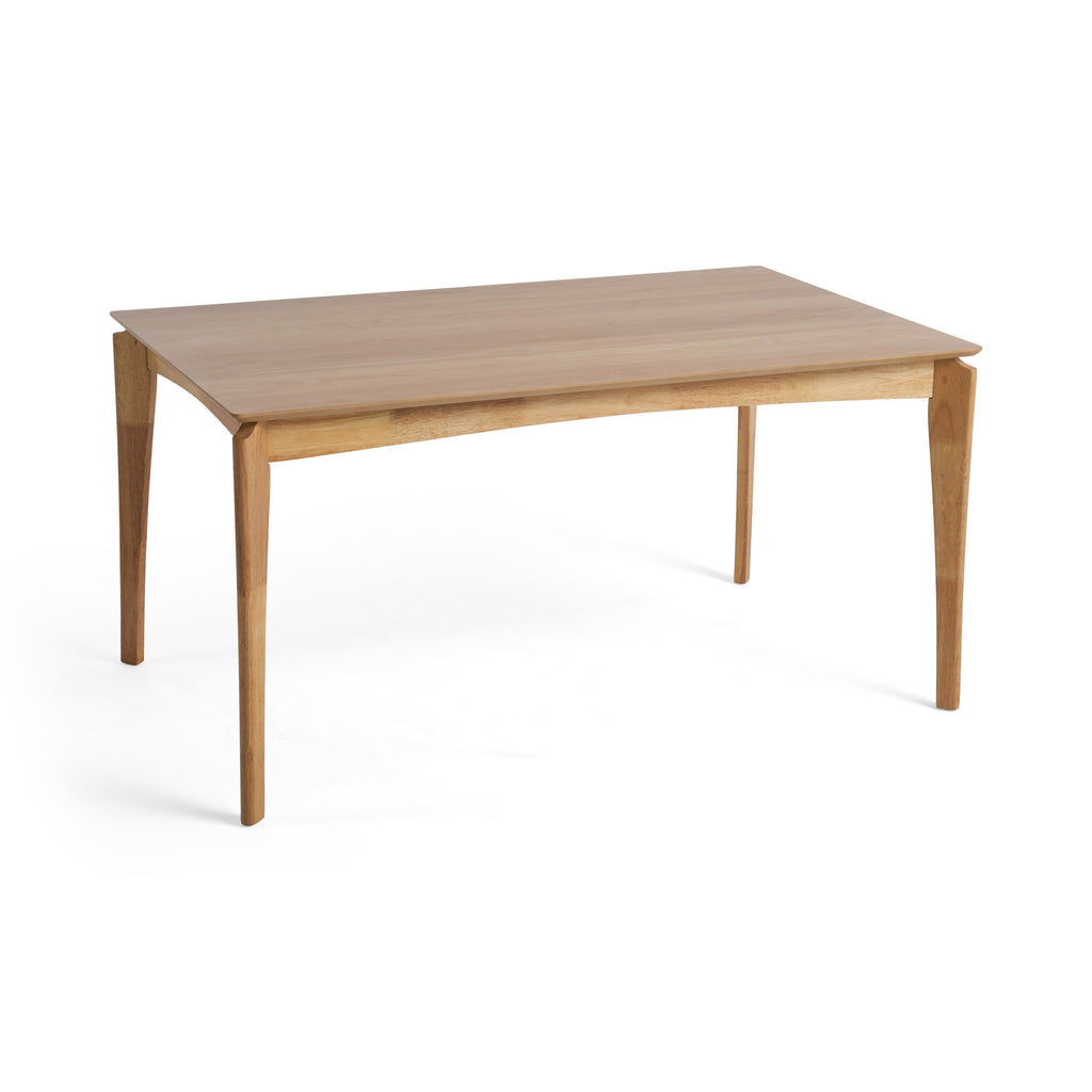 Mid-Century Dining Table, Rubberwood with Walnut Veneer, Natural Oak Finish, - Grand Goldman Shop