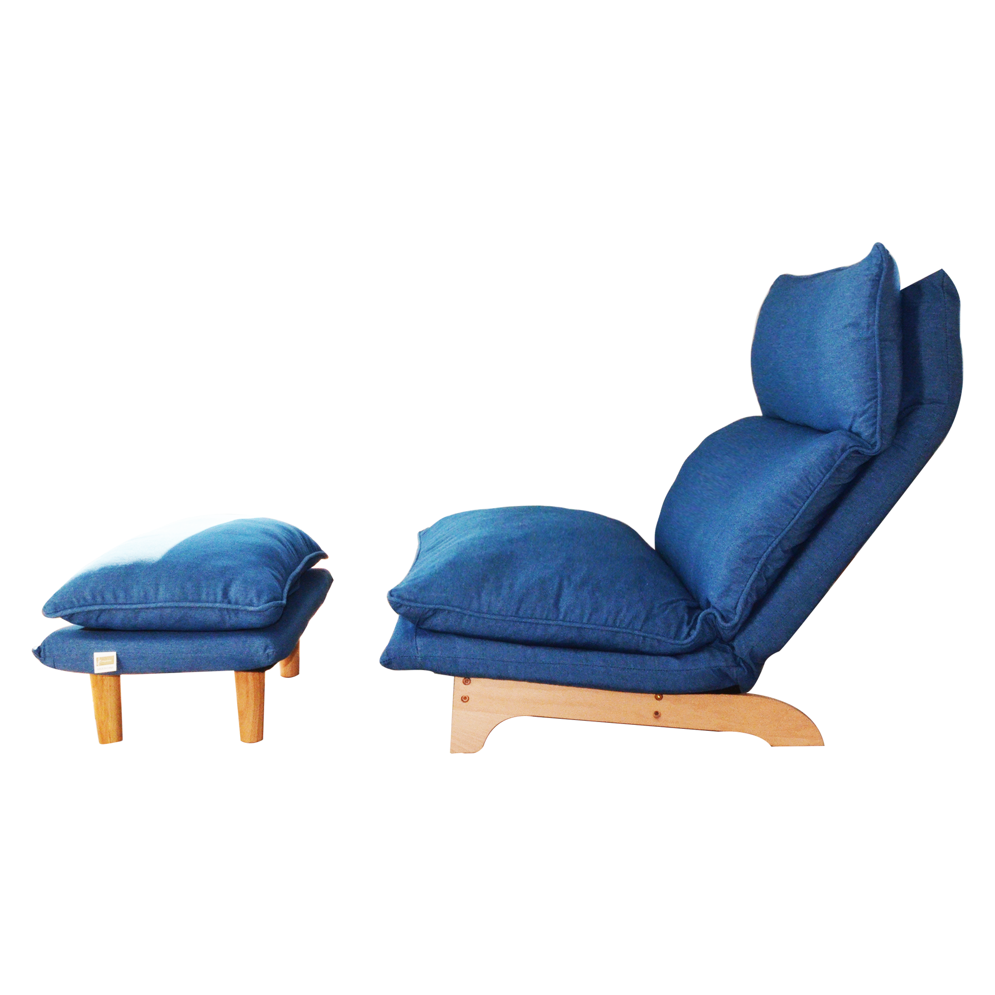 Modern Dark Blue Metal Frame Foldable Reclining Floor Chair – Lazy Leisure Sofa for Balcony or Bedroom - Grand Goldman Shop