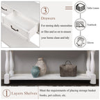 63inch Long Wood Console Table with 3 Drawers and 1 Bottom Shelf for Entryway Hallway Easy Assembly Extra-thick Sofa Table (Antique White) - Grand Goldman Shop