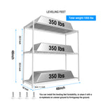 3 Tier Wire Shelving Unit, 1050 LBS NSF Height Adjustable Metal Garage Storage Shelves, Heavy Duty Storage Wire Rack Metal Shelves - White - Grand Goldman Shop