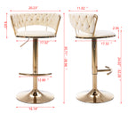 Set of 2  Bar Stools,with Chrome Footrest and Base Swivel Height Adjustable Mechanical Lifting Velvet + Golden Leg Simple Bar Stool-Cream - Grand Goldman Shop