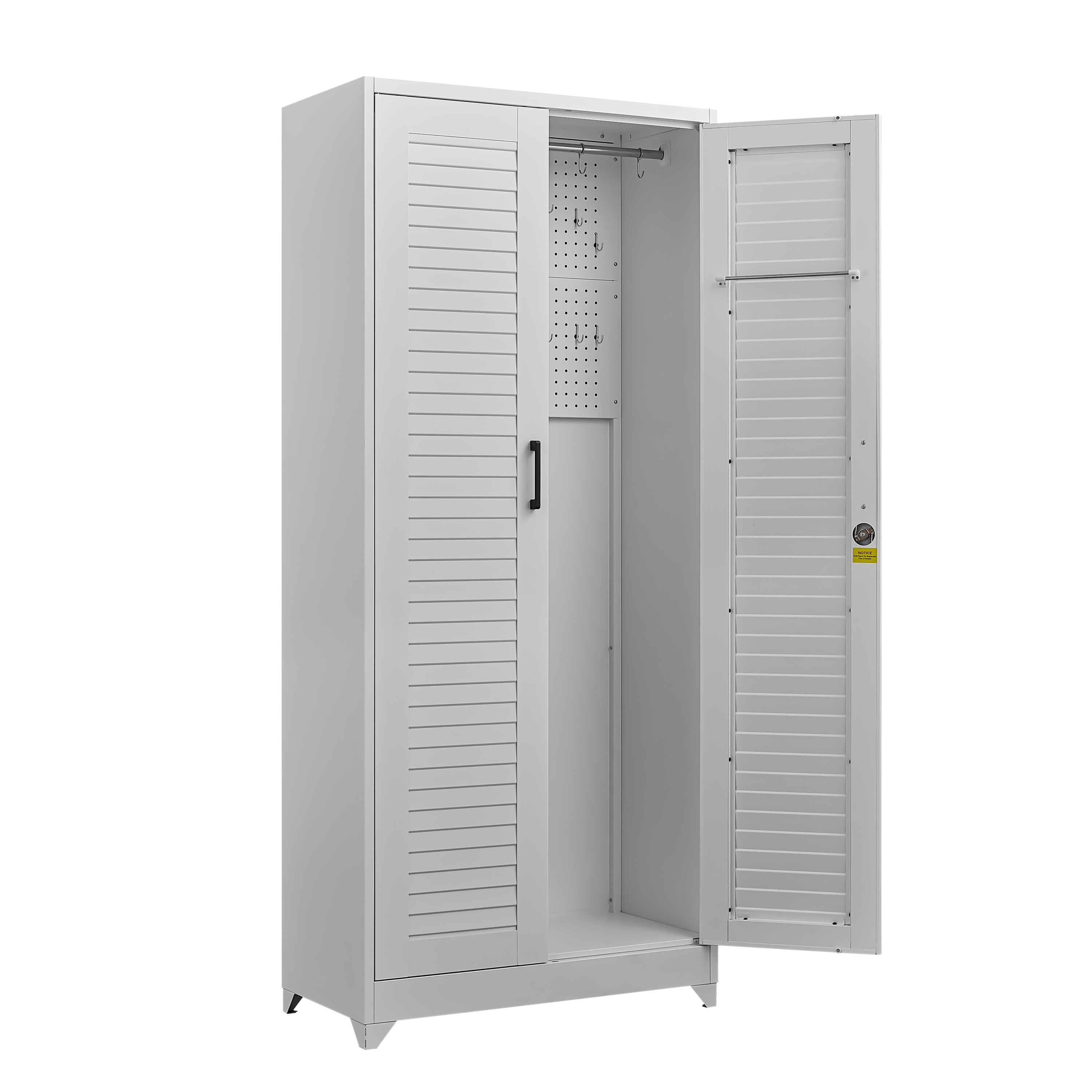 Metal Broom Closet, Garage Storage Cabinet, Tool Chest Bathroom Cabinet with Locking Doors and Wheels, Tall Utility Cabinet w