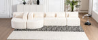 Modern Upholstered L-Shape Sofa with Chaise Lounge and Back Pillows, Beige Boucle Fabric, 144 inches - Grand Goldman Shop