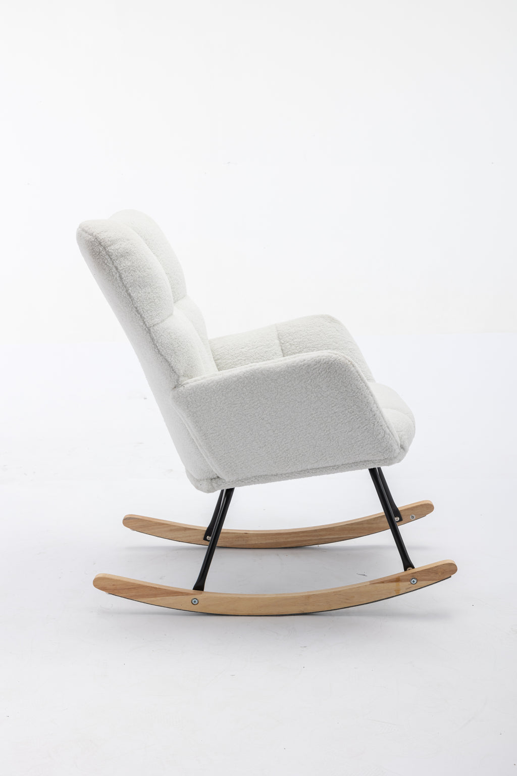 050-Teddy Fabric Rocking Gilder Nursery Chair For Living Room Indoor,Ivory - Grand Goldman Shop