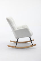 050-Teddy Fabric Rocking Gilder Nursery Chair For Living Room Indoor,Ivory - Grand Goldman Shop