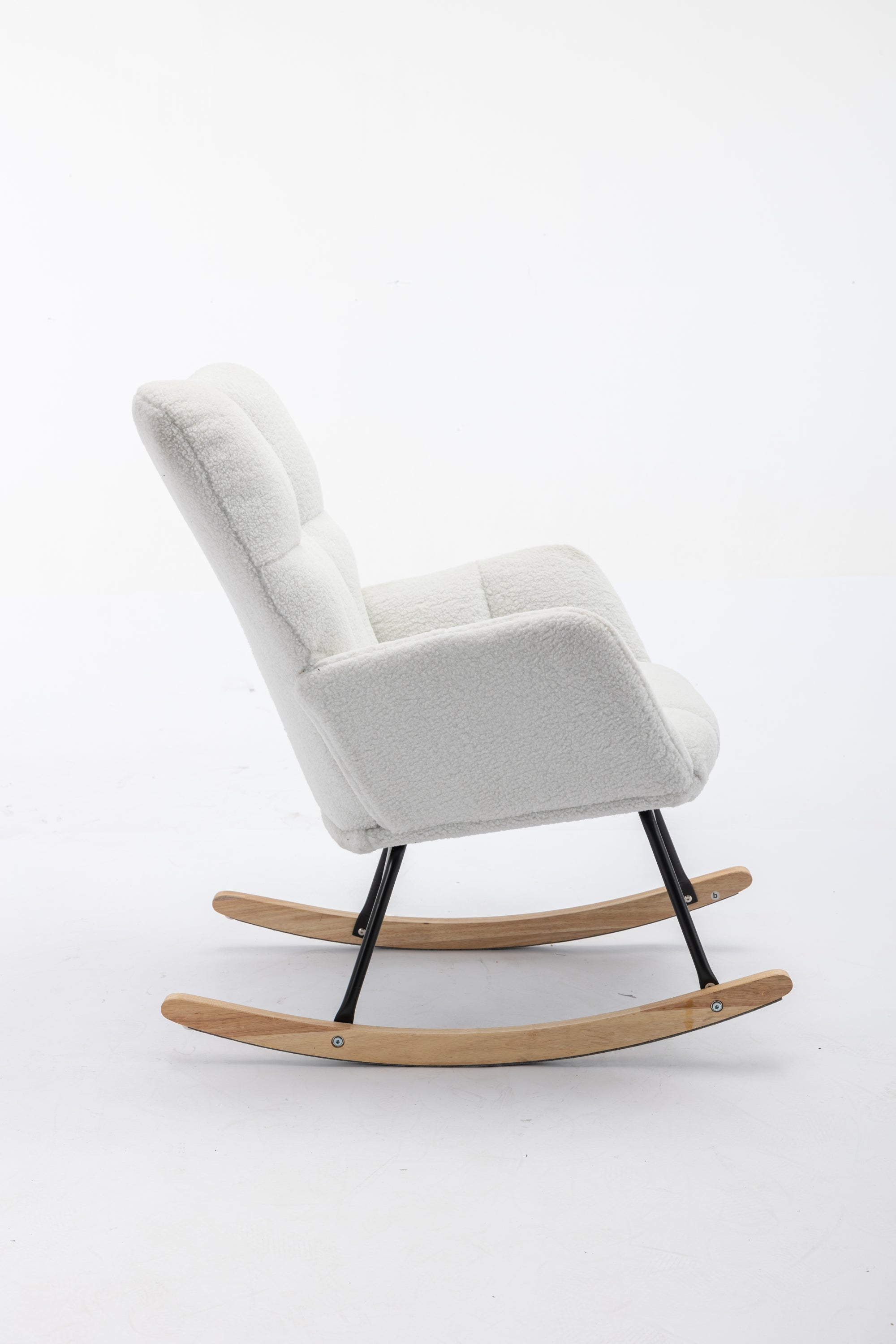 050-Teddy Fabric Rocking Gilder Nursery Chair For Living Room Indoor,Ivory - Grand Goldman Shop
