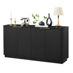 63' Vertical Stripe Buffet Cabinet Sideboard with stoarge, Curved wave Design, TV Stand, for Bedroom, Living Room, Hallway, Black,63''W x 15.75''D x 31.5''H. - Grand Goldman Shop