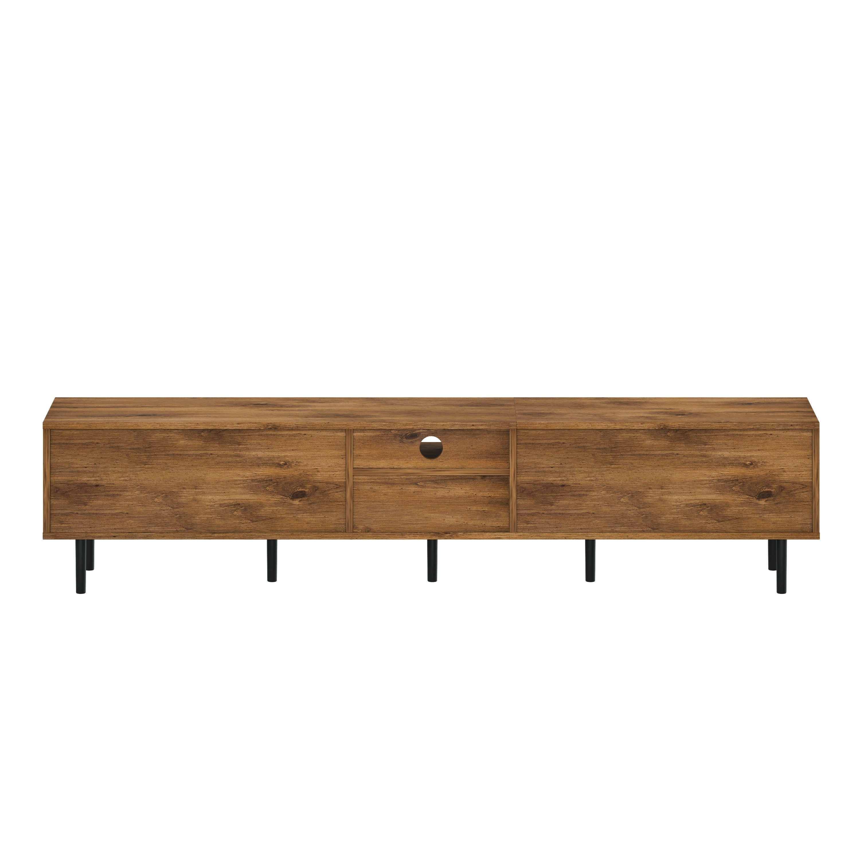 Natural Wood TV Stand for 85 75 65 Inch TV, L-Shaped Handle Entertainment Console with Storage, 78' Long - Grand Goldman Shop