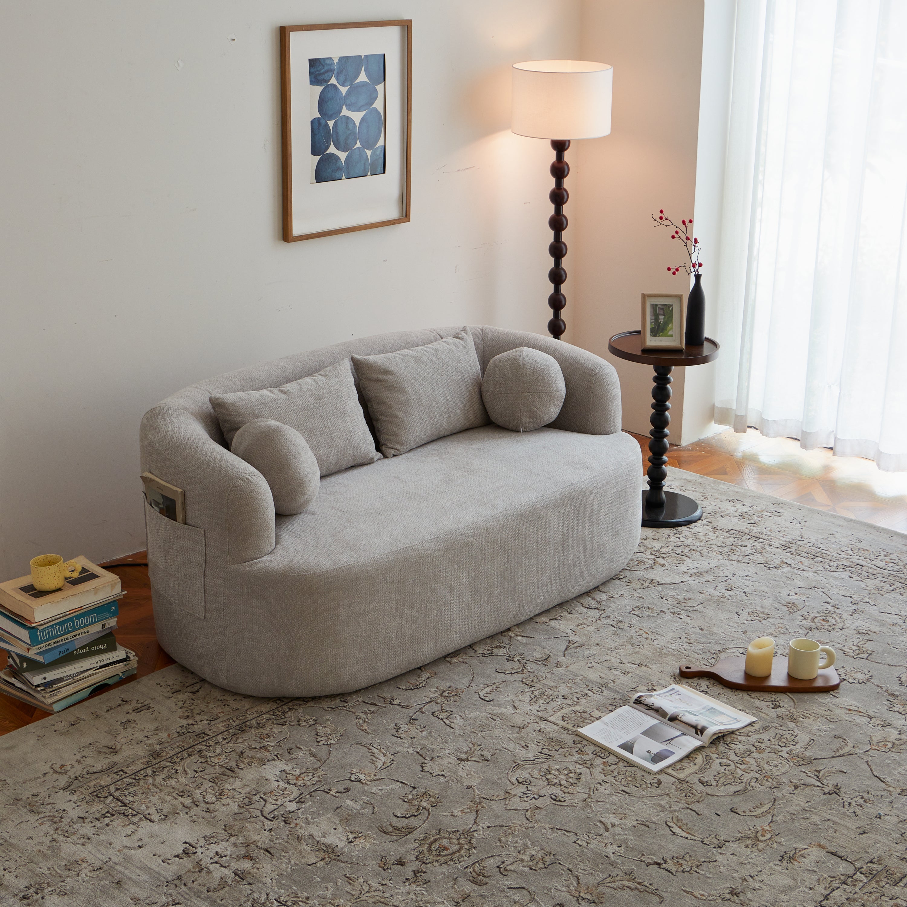 Sofa-in-a-Box, Memory Foam 2-Seater Couch, No Installation & Easy to Transport, Deep Seat Modern Sofa with chenille Fabric, Couch for Living Room, Bedroom, Apartment, Home Office,Gray - Grand Goldman Shop