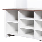 Farmhouse 4-in-1 Hall Tree with 6 Hooks, Walnut Entryway Bench with Shelves,  Wooden Style Rustic Shoe Organizer with 16 Open Compartments for Mudroom, Living Room, White (OLD SKU: N721P264915K) - Grand Goldman Shop