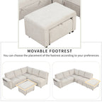 U_STYLE L-shaped Pull-Out Sofa Bed with Storage, USB Ports, and Cup Holders, Modular Design for Living Rooms, Offices & Apartments - Grand Goldman Shop