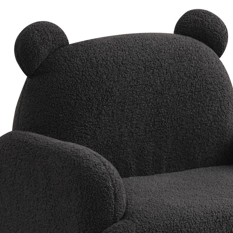 Rosella 25.5'W Black Sherpa Bear-Shaped Kids Armchair - Grand Goldman