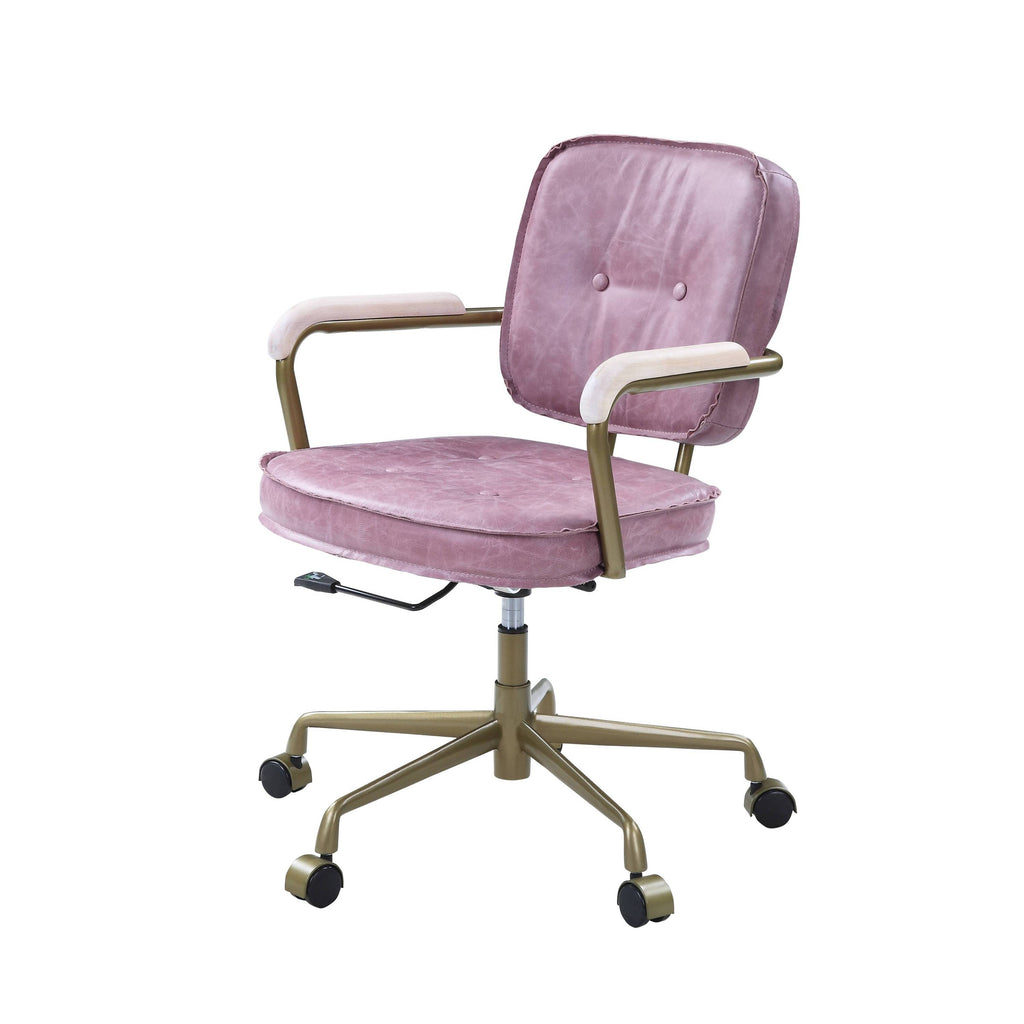 Siecross Pink Top Grain Leather Office Chair | Premium Home Decor - Grand Goldman