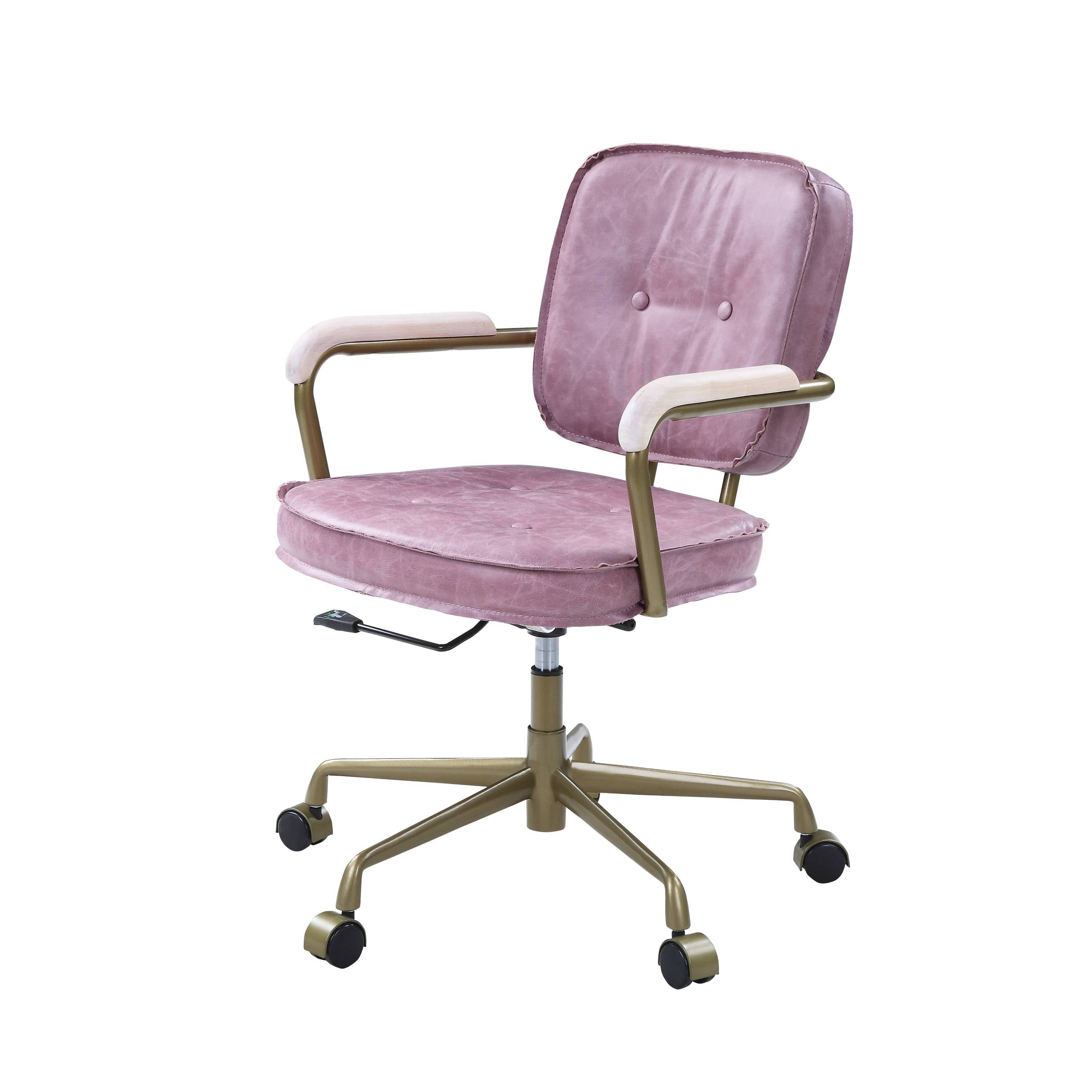 Siecross Pink Top Grain Leather Office Chair | Premium Home Decor - Grand Goldman