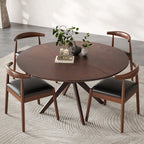 47.2' Solid Wood Round Dining Kitchen Table for 4-6 People with Intersecting Pedestal Base - Grand Goldman Shop