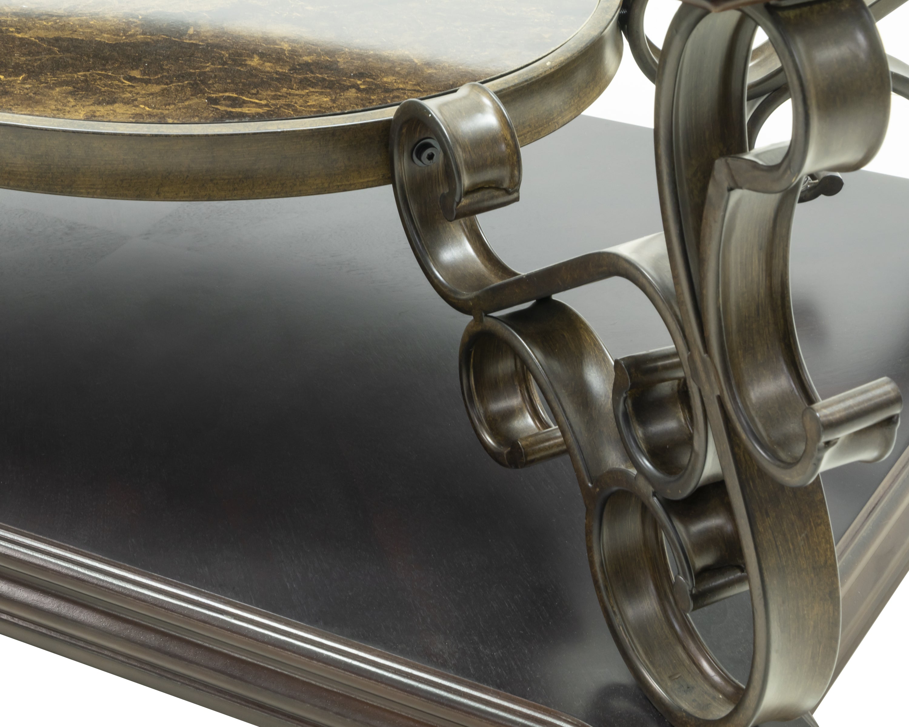 Cocktail Table, Glass table top, MDF W/marble paper middle shelf, powder coat finish metal legs. (52'Lx32'Wx20.3'H) - Grand Goldman Shop