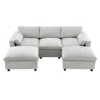 [VIDEO]86.5'' Chenille Modular Sectional Sofa with Storage Pockets, 5 Seat U Shaped Couch Set with Pillows,Free Combination,Modern Cloud Sofa with 2 Movable Ottoman for Living Room,Apartment,3 Colors - Grand Goldman Shop