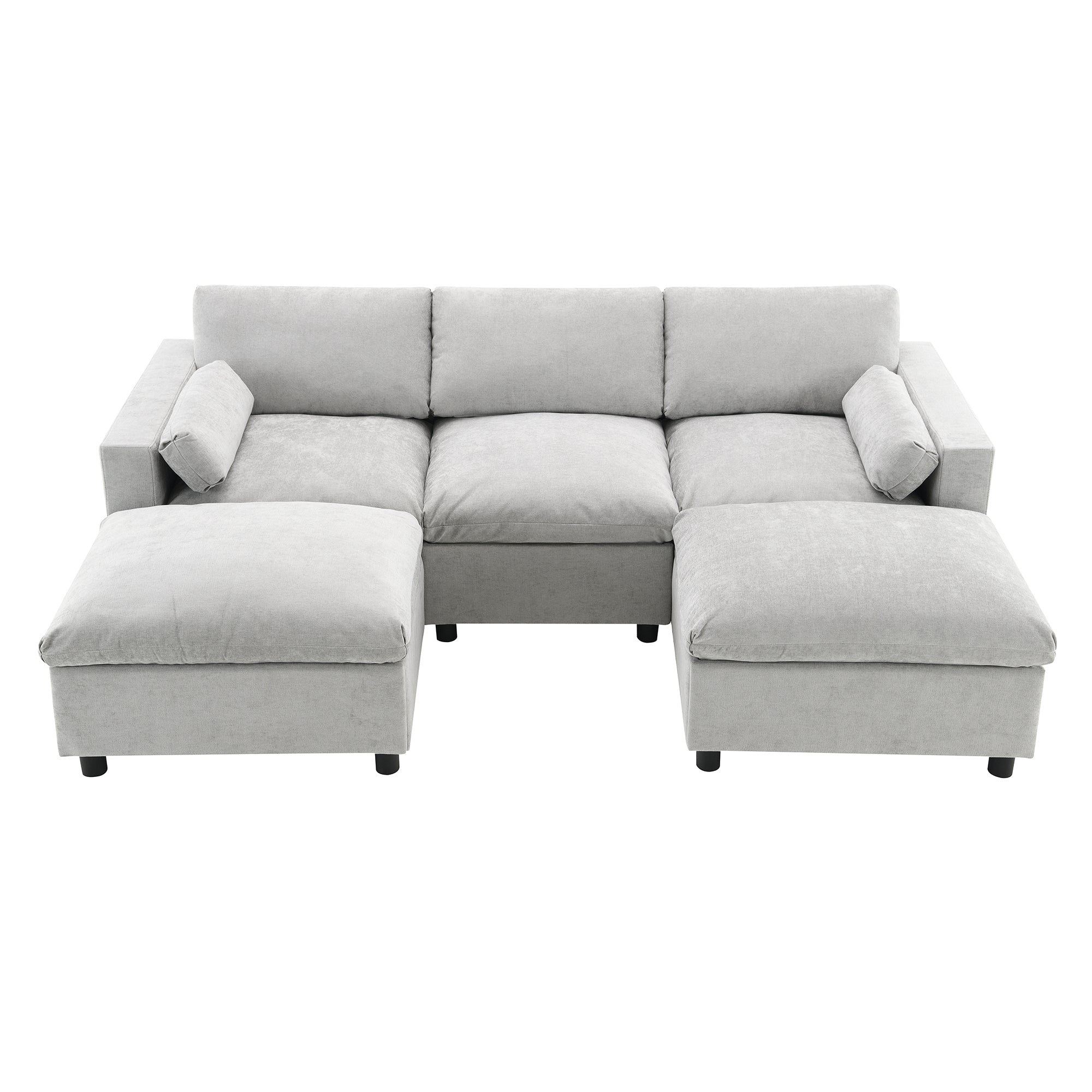 [VIDEO]86.5'' Chenille Modular Sectional Sofa with Storage Pockets, 5 Seat U Shaped Couch Set with Pillows,Free Combination,Modern Cloud Sofa with 2 Movable Ottoman for Living Room,Apartment,3 Colors - Grand Goldman Shop