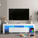 High gloss TV Stand with LED Lights for TVs up to 65'', Modern TV Console with Storage Cabinets for Living Room - Grand Goldman Shop
