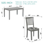 5PCs Modern Dining Set, Rectangular Wooden Dining Table with 4 Upholstered Chairs for Kitchen, Dining Room, Gray - Grand Goldman Shop